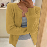 Women's Cardigan Round Neck Button Front Long Sleeve Ribbed Trim – Bookstore Visit
