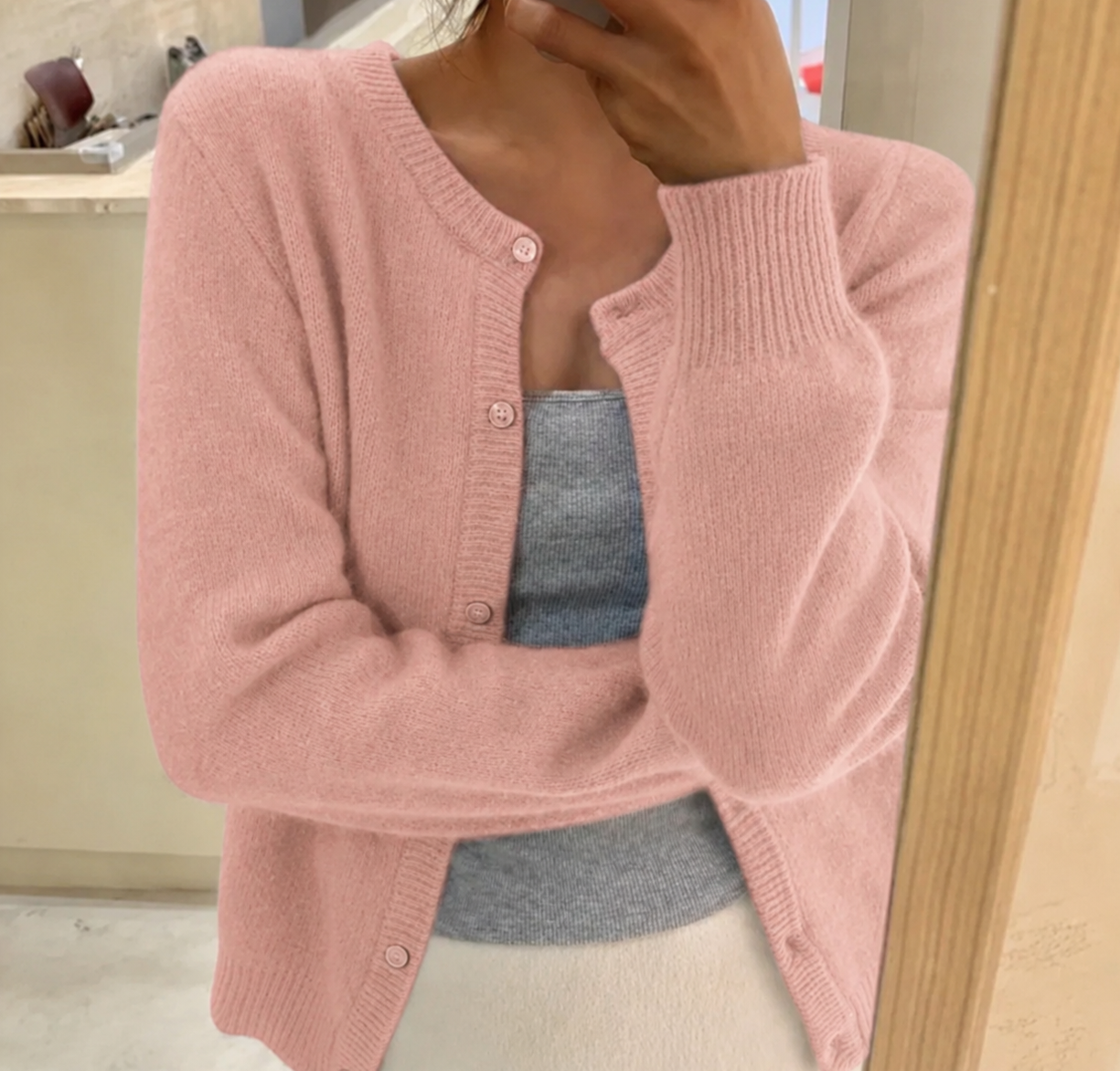 Women's Cardigan Round Neck Button Front Long Sleeve Ribbed Trim – Bookstore Visit