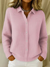 Women's Cardigan Shirt Collar Button Front Long Sleeve Ribbed Trim – Campus Errands