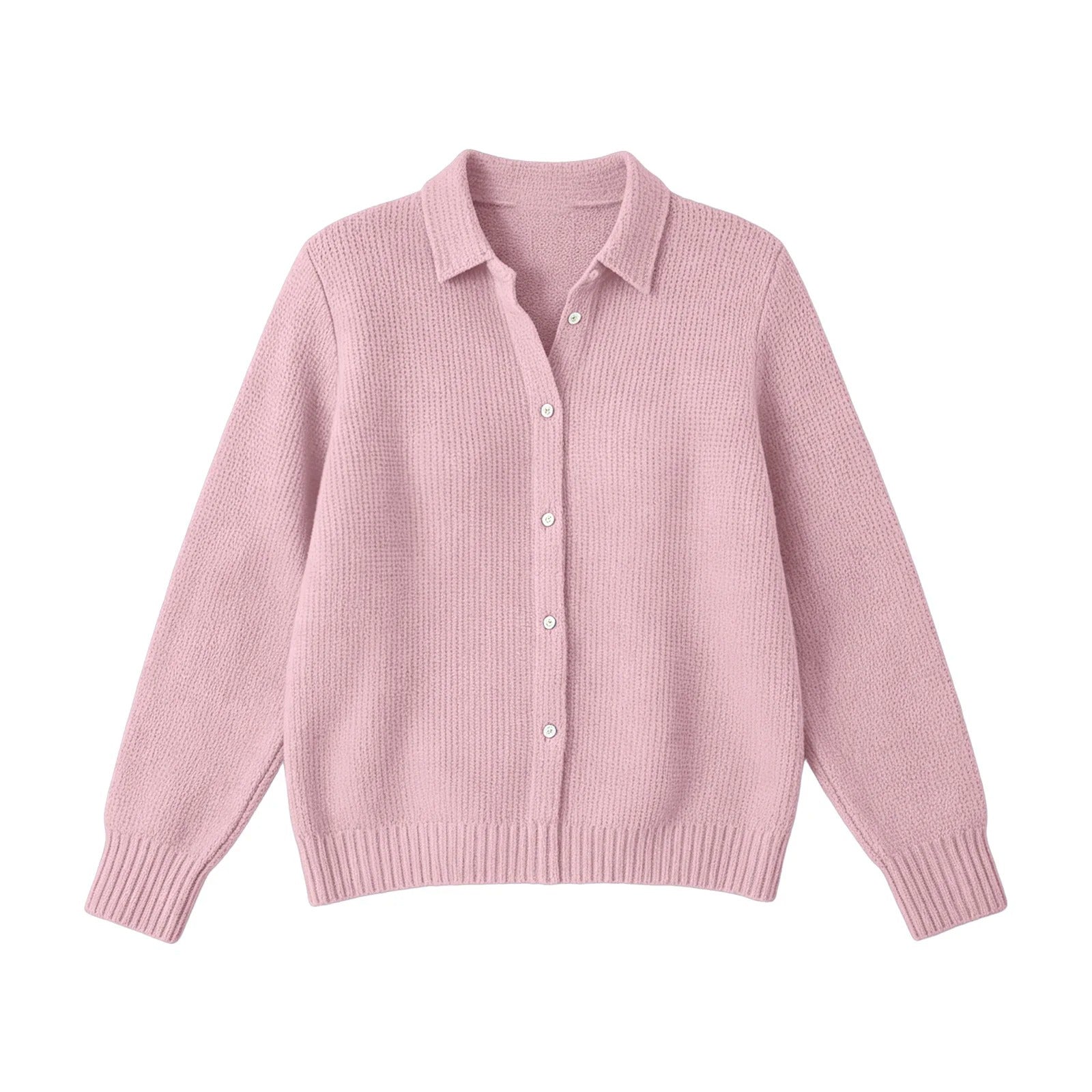 Women's Cardigan Shirt Collar Button Front Long Sleeve Ribbed Trim – Campus Errands