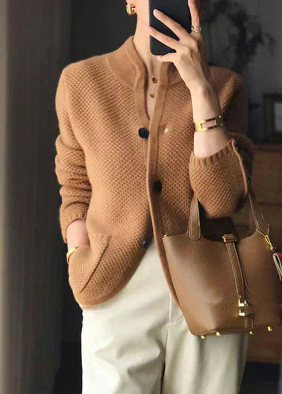 Women's Cardigan Stand Collar Button Front Patch Pockets – Market Stroll