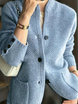 Women's Cardigan Stand Collar Button Front Patch Pockets – Market Stroll