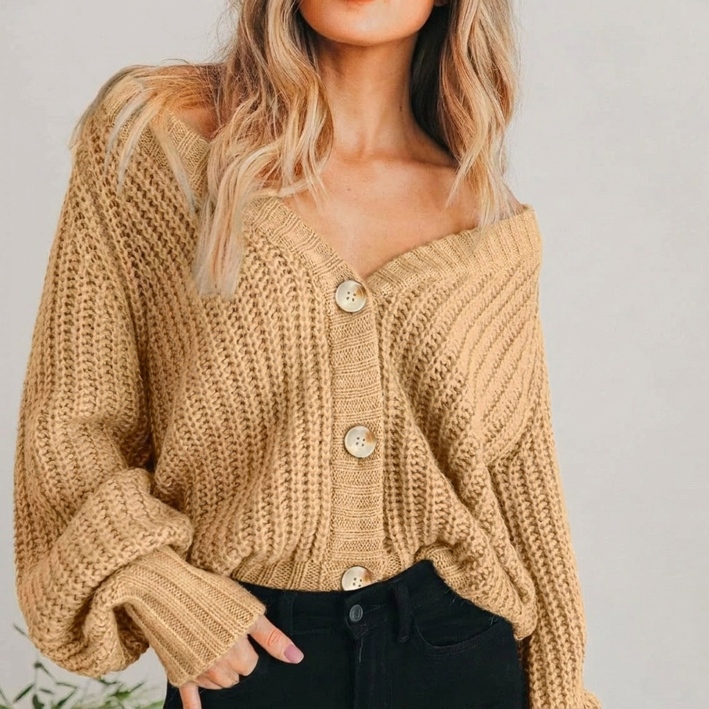 Women's Cardigan V Neck Button Front Long Sleeve – Market Strolls