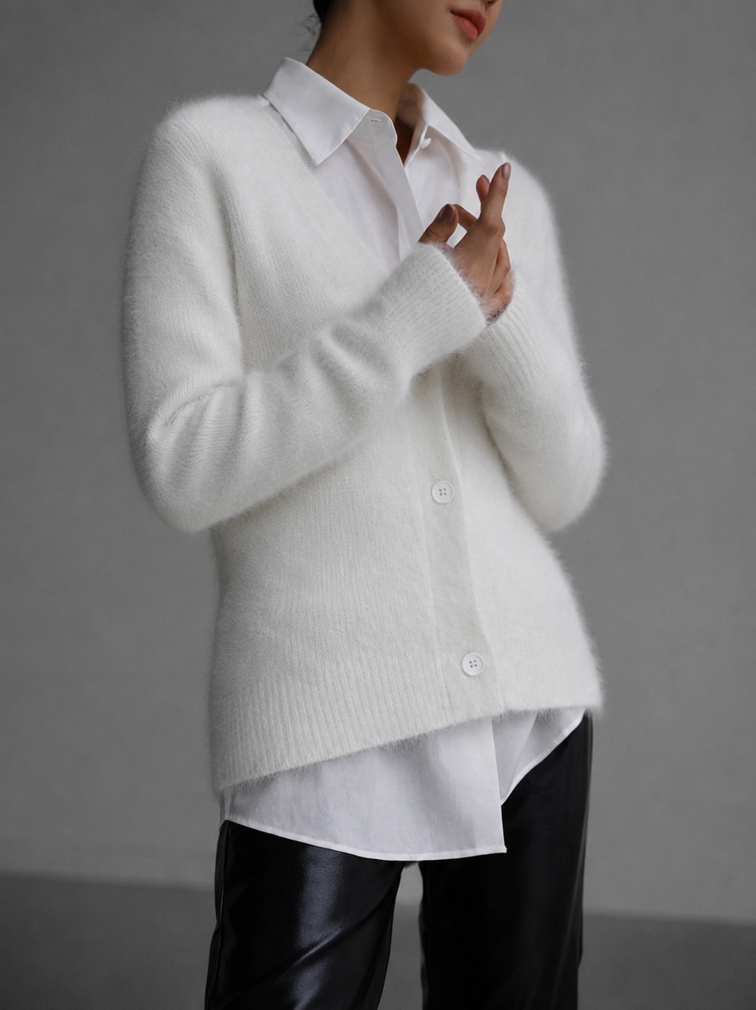 Women's Cardigan V Neck Button Front Long Sleeve Ribbed Trim – Office Days