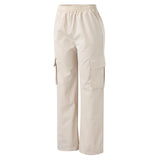 Women's Cargo Pants Gathered Waist Wide Leg Pocket – Weekend Wear