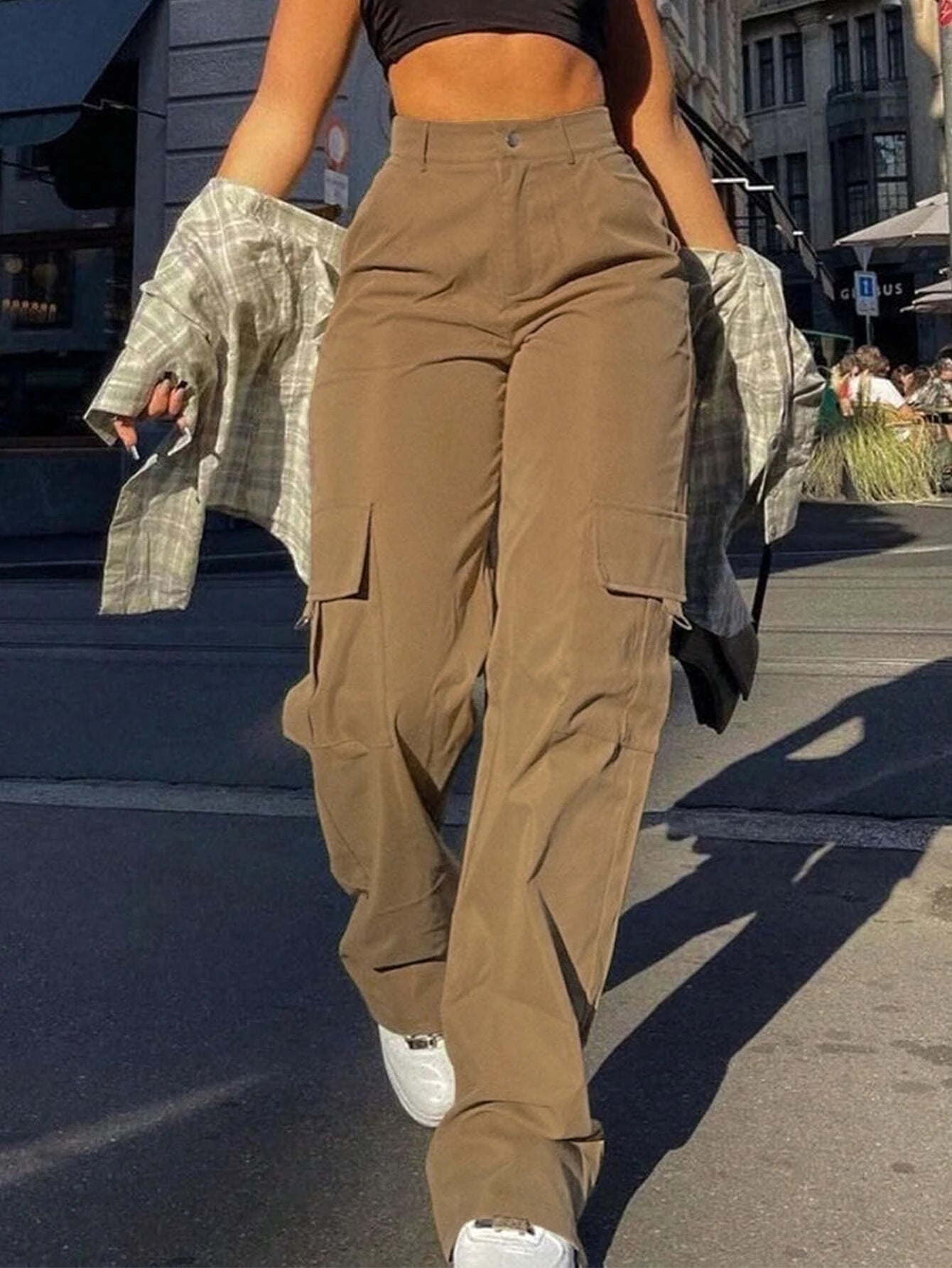 Women's Cargo Pants High Rise Wide Leg Side Pocket – City Outings
