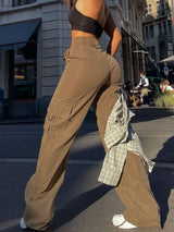 Women's Cargo Pants High Rise Wide Leg Side Pocket – City Outings