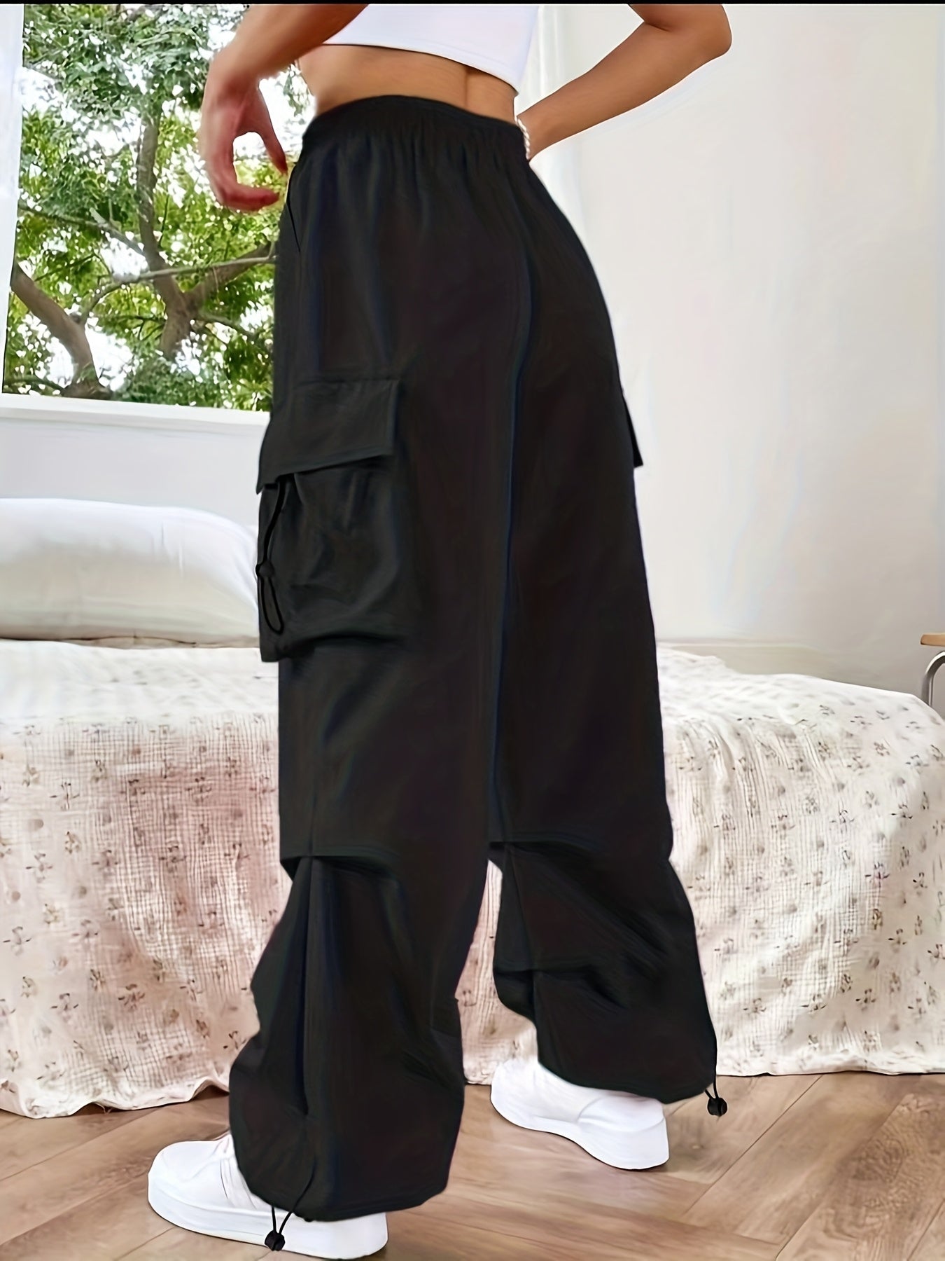 Women's Cargo Parachute Pants Wide Leg – Street Style