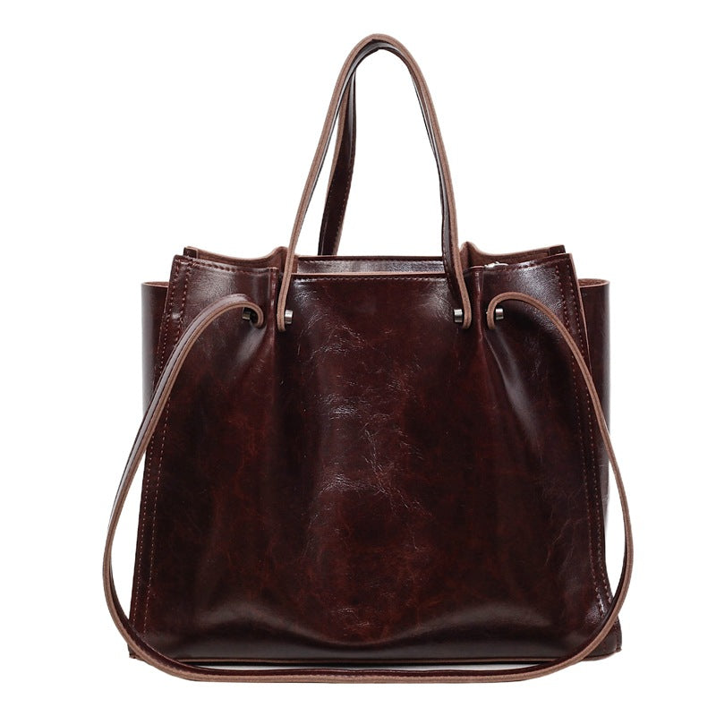 Women's Carryall Tote Bag Open Top Contrast Stitch Dual Handles – Work