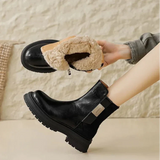 Women's Chelsea Ankle Boots Faux Fur Lined Side Zip – Cold Weather Style