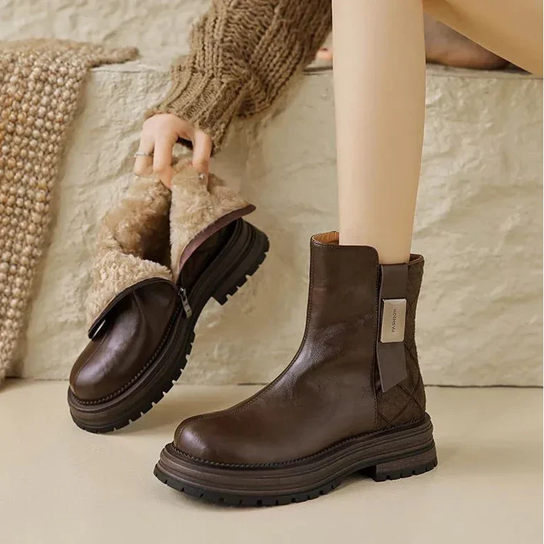 Women's Chelsea Ankle Boots Faux Fur Lined Side Zip – Cold Weather Style