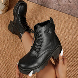 Women's Chunky Platform Ankle Boots Lace Up Block Heel – Edgy Daily Look
