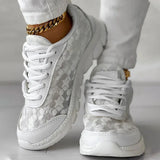Women's Chunky Sneakers Abstract Print Lace-Up – Casual Everyday
