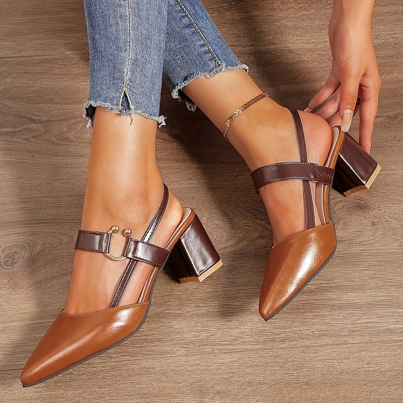 Women's Closed Toe Slingback Block Heels – Going Out Work