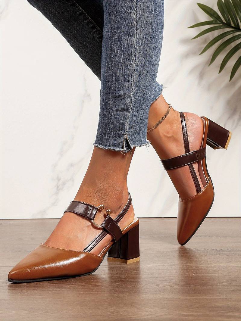 Women's Closed Toe Slingback Block Heels – Going Out Work