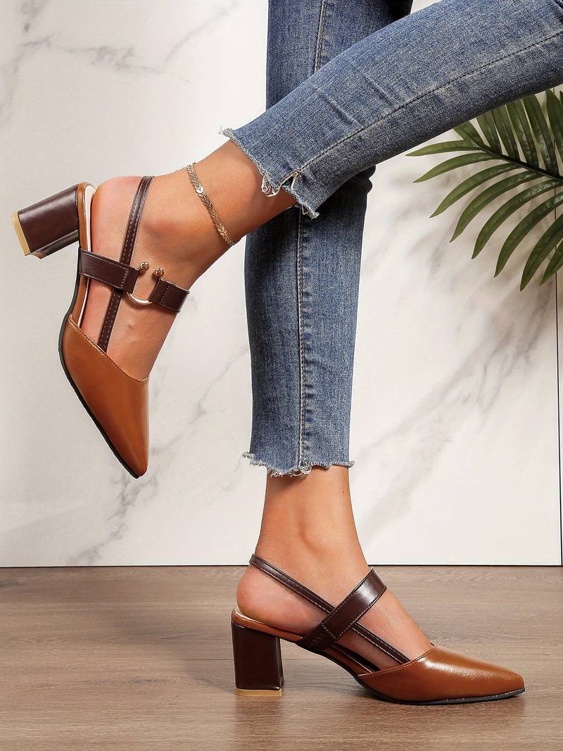 Women's Closed Toe Slingback Block Heels – Going Out Work