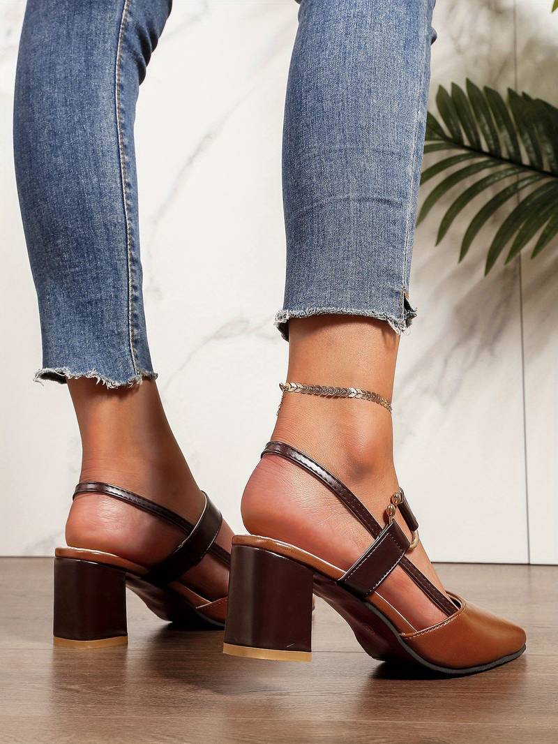 Women's Closed Toe Slingback Block Heels – Going Out Work