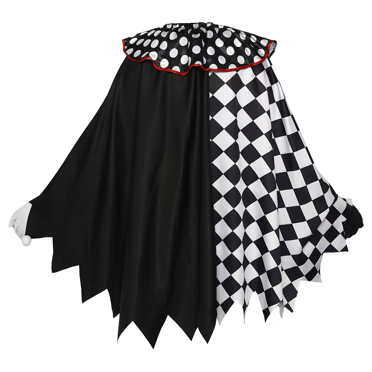 Women's Clown Costume Checkerboard Asymmetric Ruffle Collar – Halloween Parade
