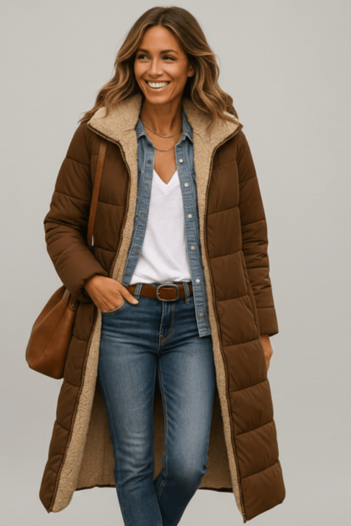 Women’s Coat Hooded Quilted Long Sleeve – Winter Errands