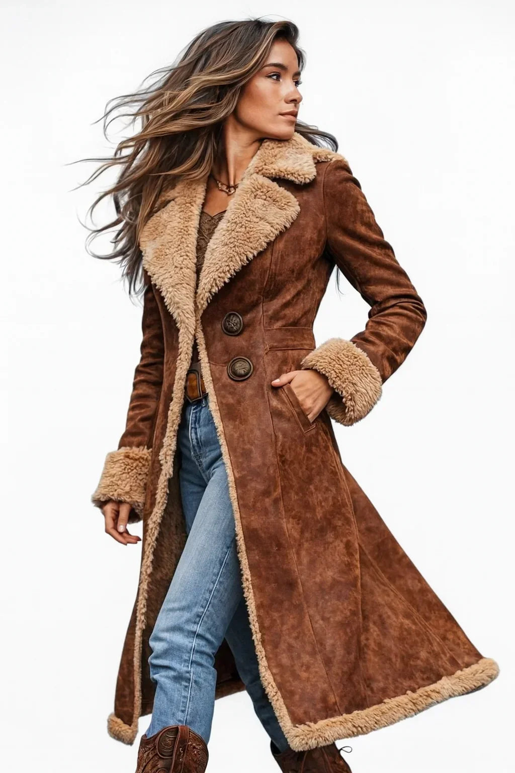 Women’s Coat Notch Collar Button Front Contrast Trim – Winter City Outings