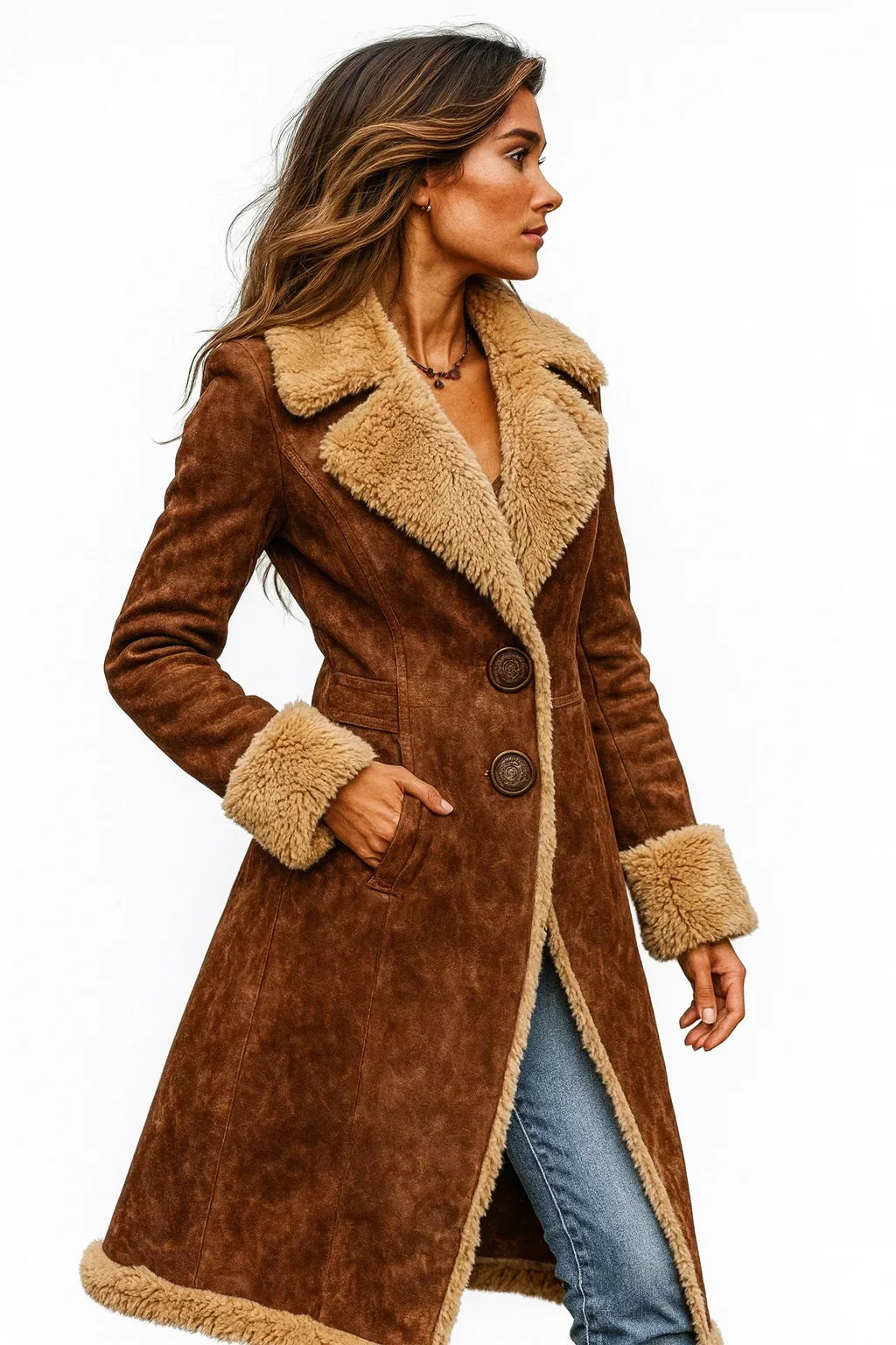 Women’s Coat Notch Collar Button Front Contrast Trim – Winter City Outings