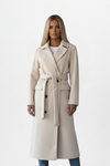 Women’s Coat Notched Collar Tie Waist Long Sleeve – Business Lunch