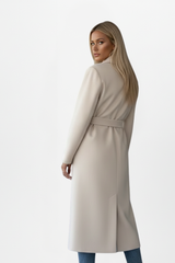 Women’s Coat Notched Collar Tie Waist Long Sleeve – Business Lunch
