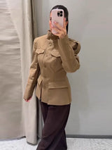 Women's Coat Stand Collar Long Sleeve Flap Pockets – City Commute