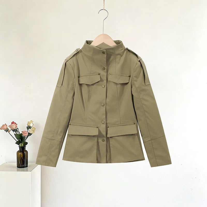 Women's Coat Stand Collar Long Sleeve Flap Pockets – City Commute
