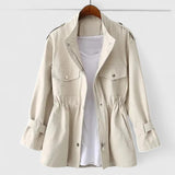 Women's Coat Stand Collar Zip Front Drawstring Waist – Outdoor Errands