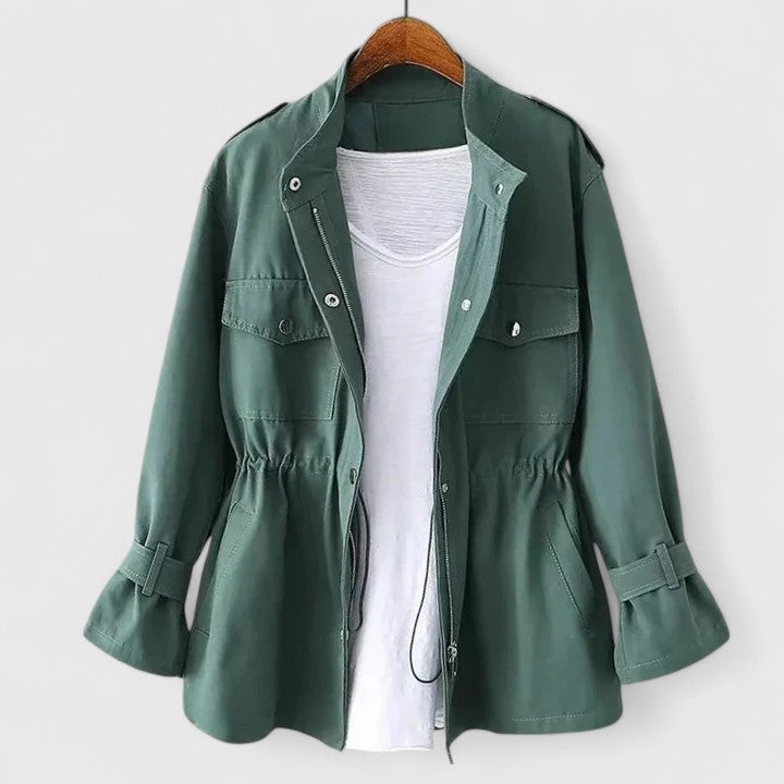 Women's Coat Stand Collar Zip Front Drawstring Waist – Outdoor Errands