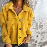 Women's Coat Textured Button Front Point Collar – Weekend Outing