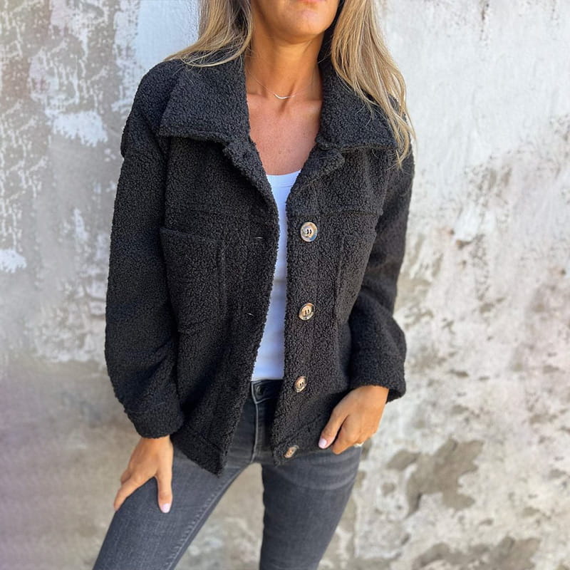 Women's Coat Textured Button Front Point Collar – Weekend Outing
