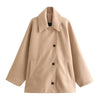 Women's Coat Wide Collar Offset Button Front Welt Pockets – Workday Outing