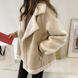 Women's Coat Wide Lapel Zip Pockets Ribbed Cuffs – Winter Errands
