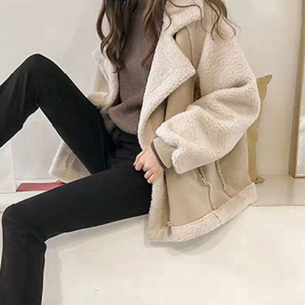 Women's Coat Wide Lapel Zip Pockets Ribbed Cuffs – Winter Errands