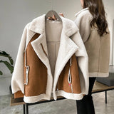 Women's Coat Wide Lapel Zip Pockets Ribbed Cuffs – Winter Errands