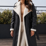 Women’s Coat Wide Lapels Double-Breasted Front Textured Trim – Evening Promenades