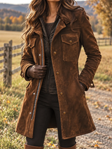 Women’s Coat Zip-Up Snap Front Flap Pockets – Country Getaways