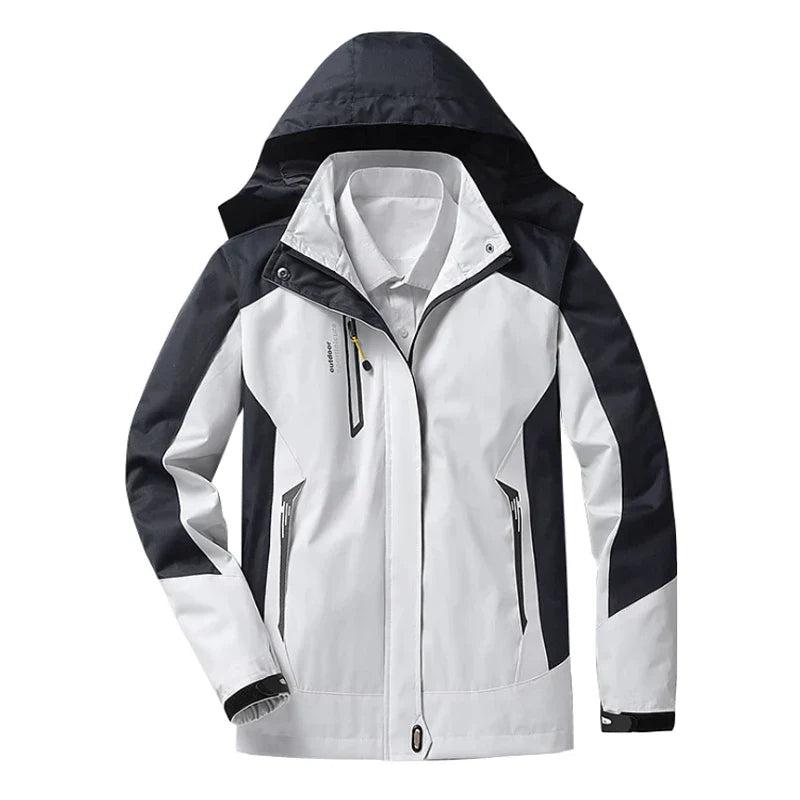 Women's Color Block Rain Jacket Hooded Zip Front – Weather Protection Style