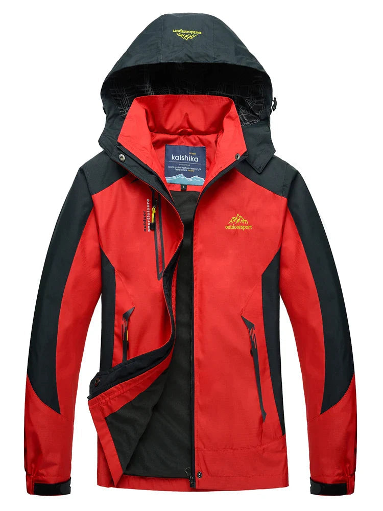 Women's Color Block Rain Jacket Hooded Zip Front – Weather Protection Style
