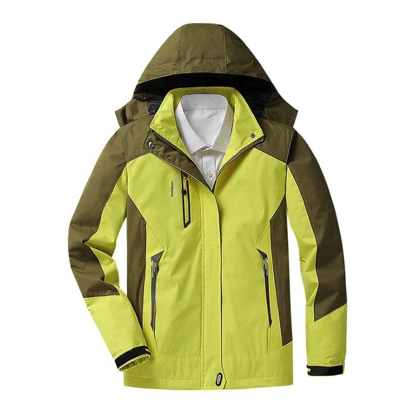 Women's Color Block Rain Jacket Hooded Zip Front – Weather Protection Style