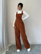 Women's Corduroy Overall Wide Leg Square Neck Sleeveless – Going Out
