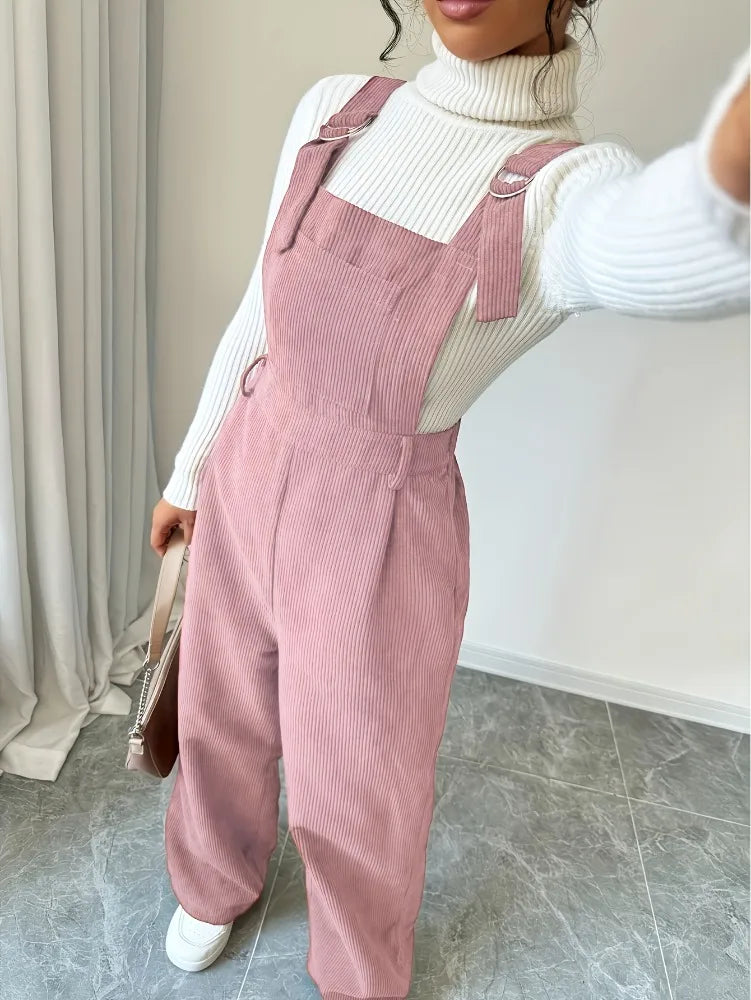 Women's Corduroy Overall Wide Leg Square Neck Sleeveless – Going Out