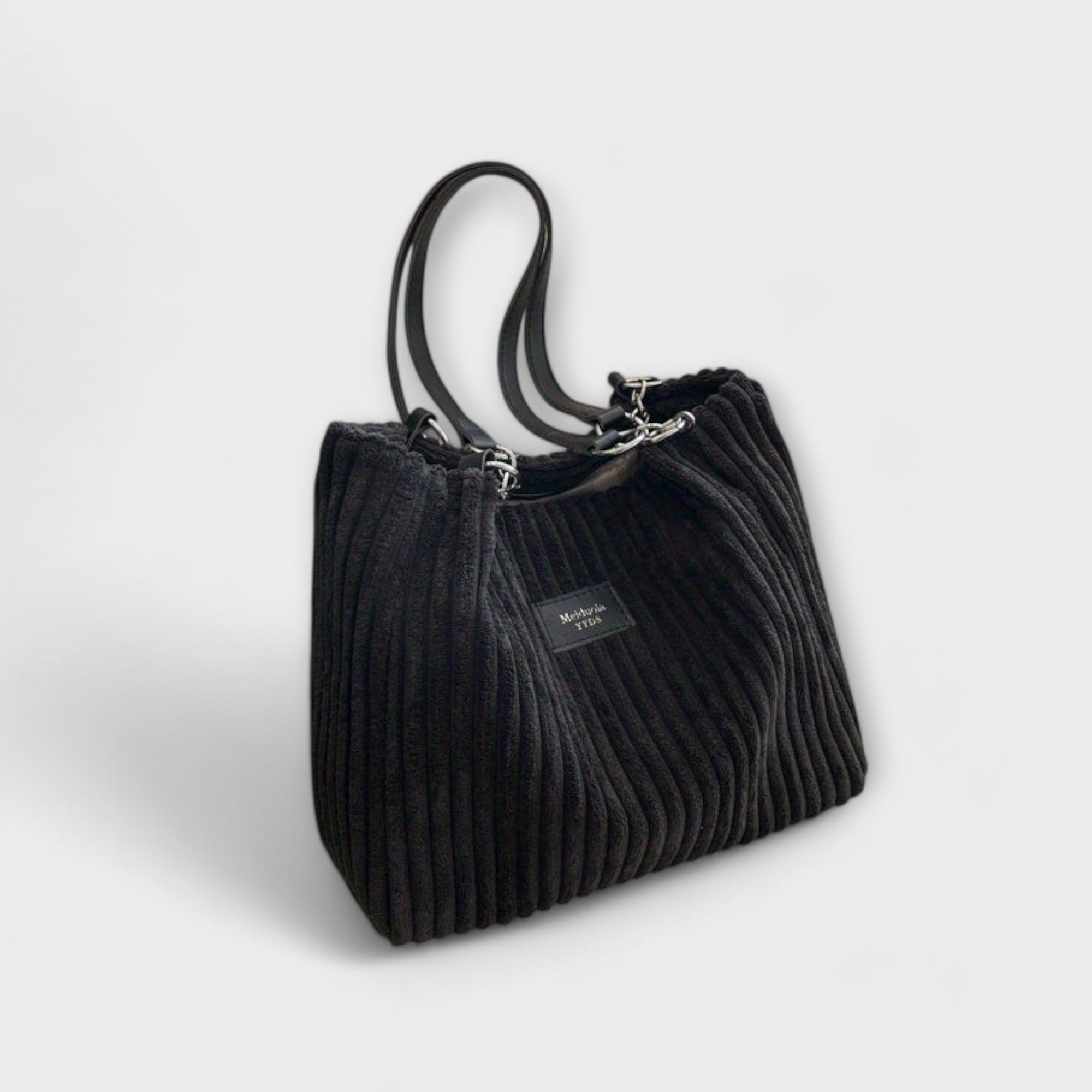 Women's Corduroy Shoulder Bag Zip Top Dual Strap – Everyday Tote