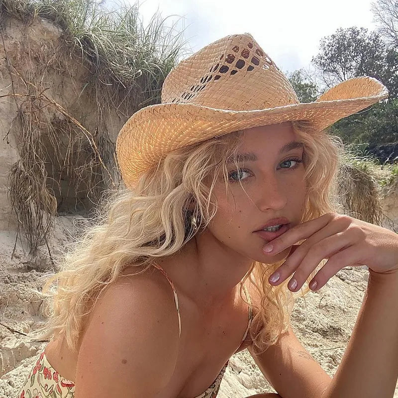 Women's Cowboy Hat Straw Wide Brim High Crown – Outdoor Events