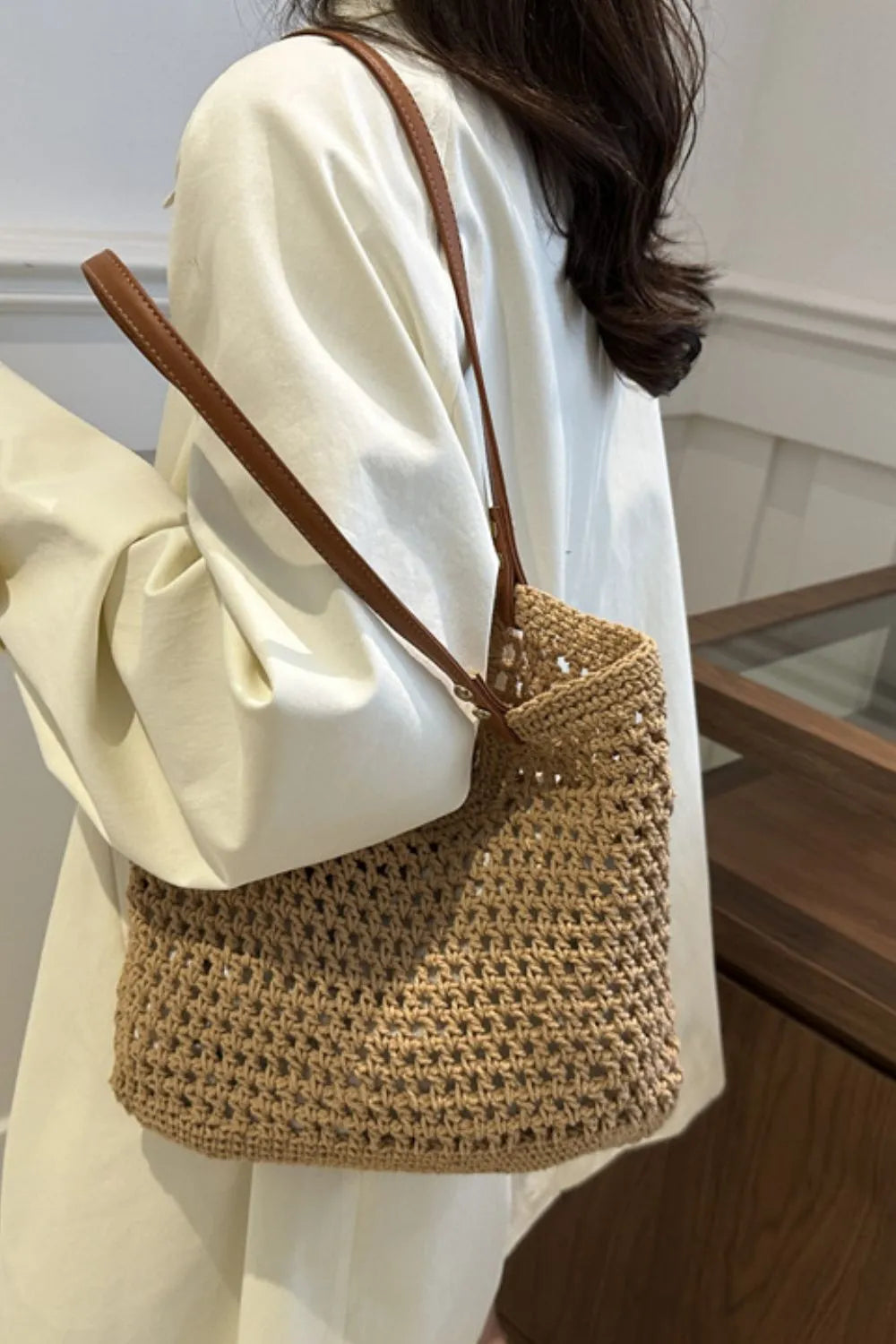 Women's Crochet Tote Bag Open Top Shoulder – Beach Vacation