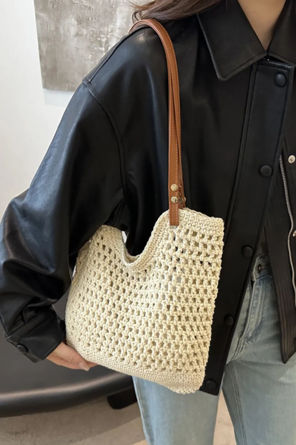 Women's Crochet Tote Bag Open Top Shoulder – Beach Vacation