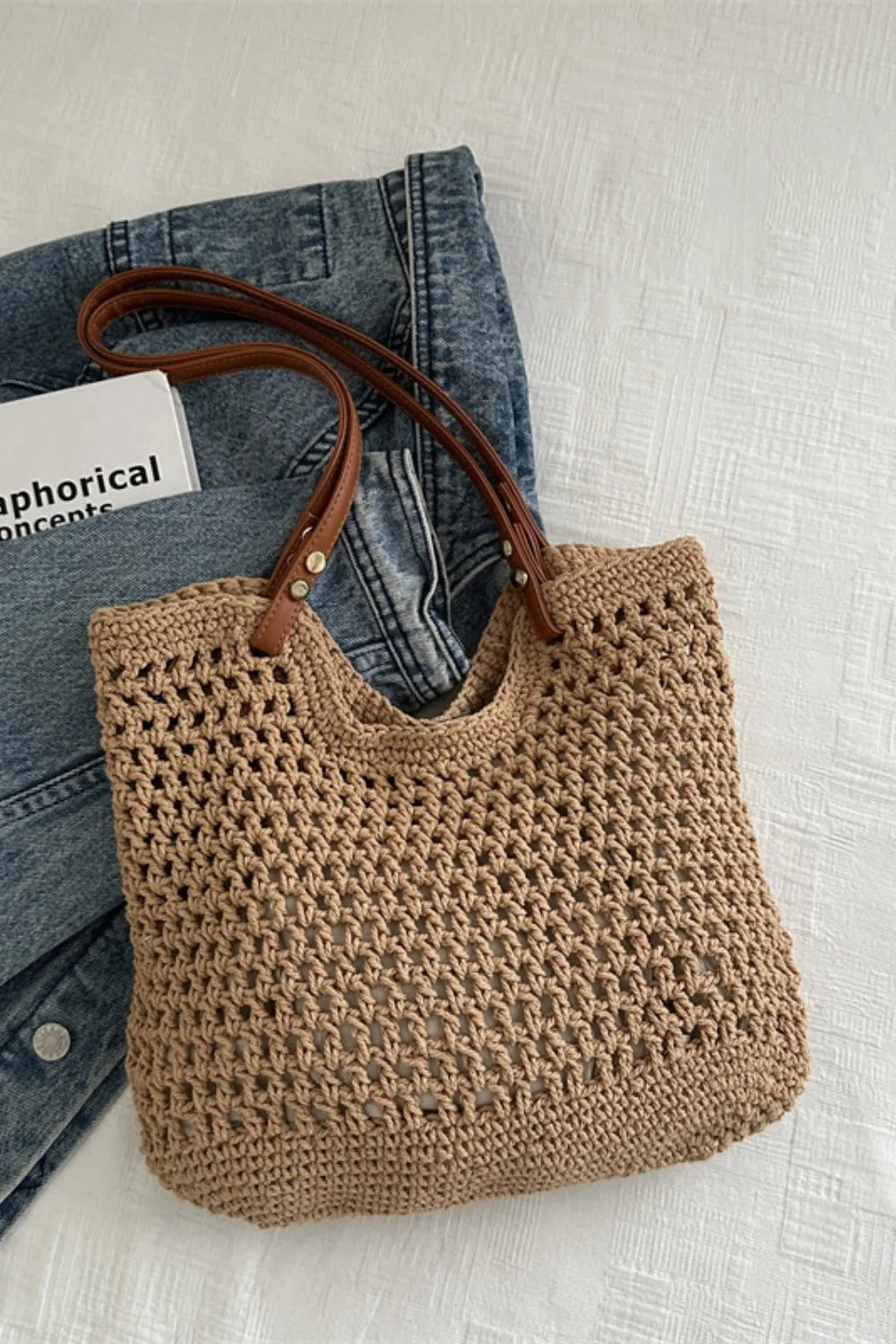 Women's Crochet Tote Bag Open Top Shoulder – Beach Vacation
