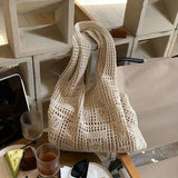 Women's Crochet Tote Bag Rectangular Shoulder Straps – Outdoor Party